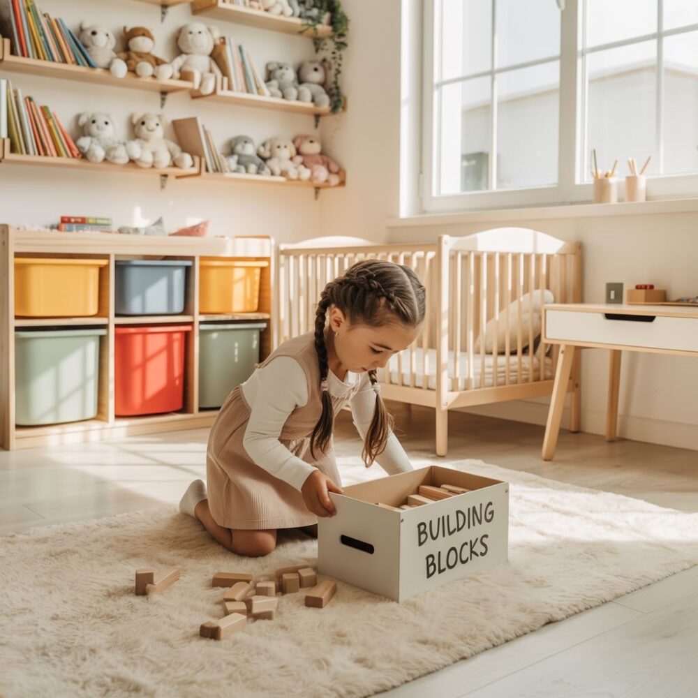 Kolorowe pojemniki na zabawki