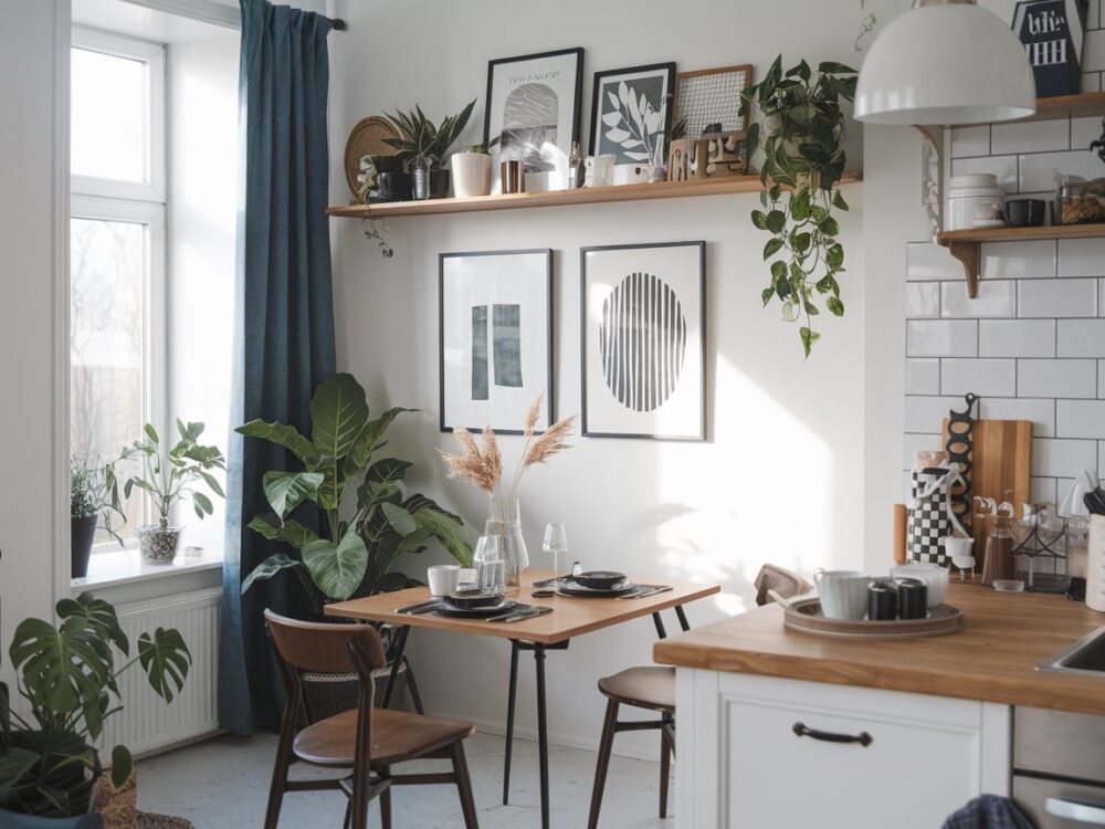 Kuchnia z nowoczesnym stołem