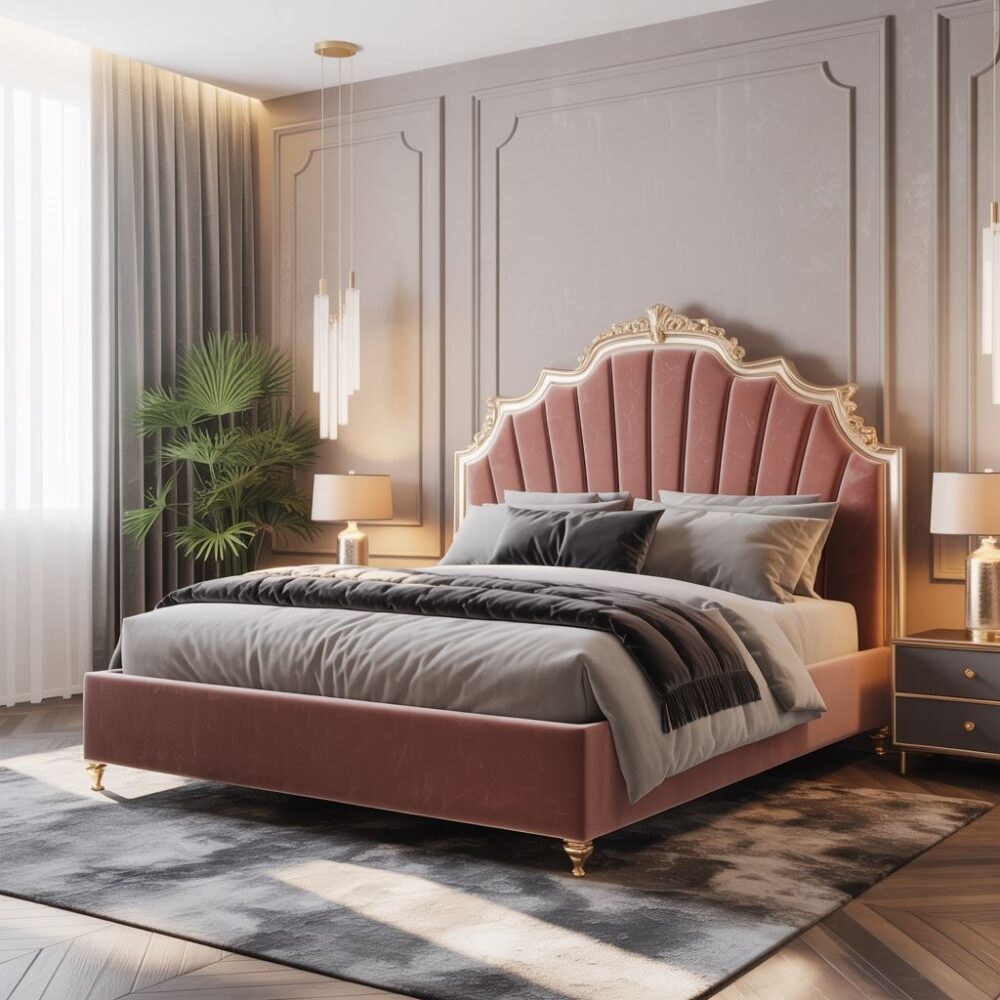 Łóżko tapicerowane glamour