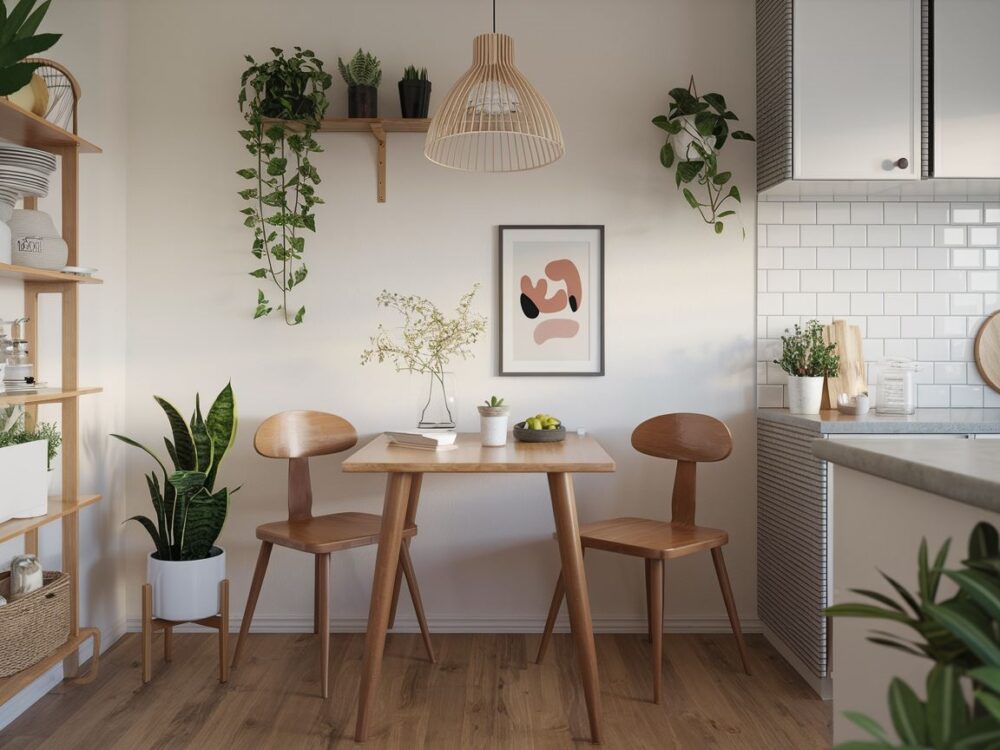 Przytulna kuchnia z oświetleniem