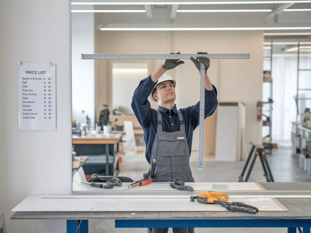 Szklarz pracujący przy lustrze