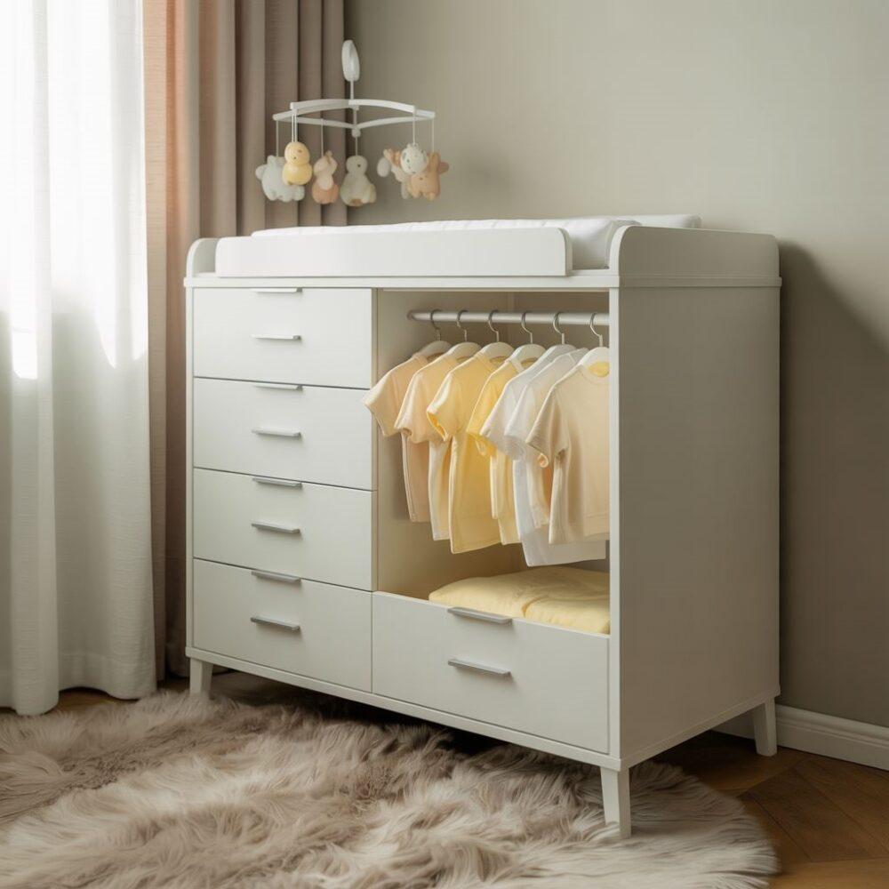 biała komoda w pokoju dziecięcym