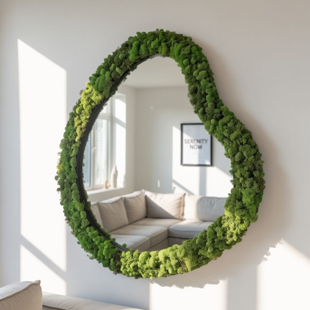 dekoracyjne lustro z chrobotkiem