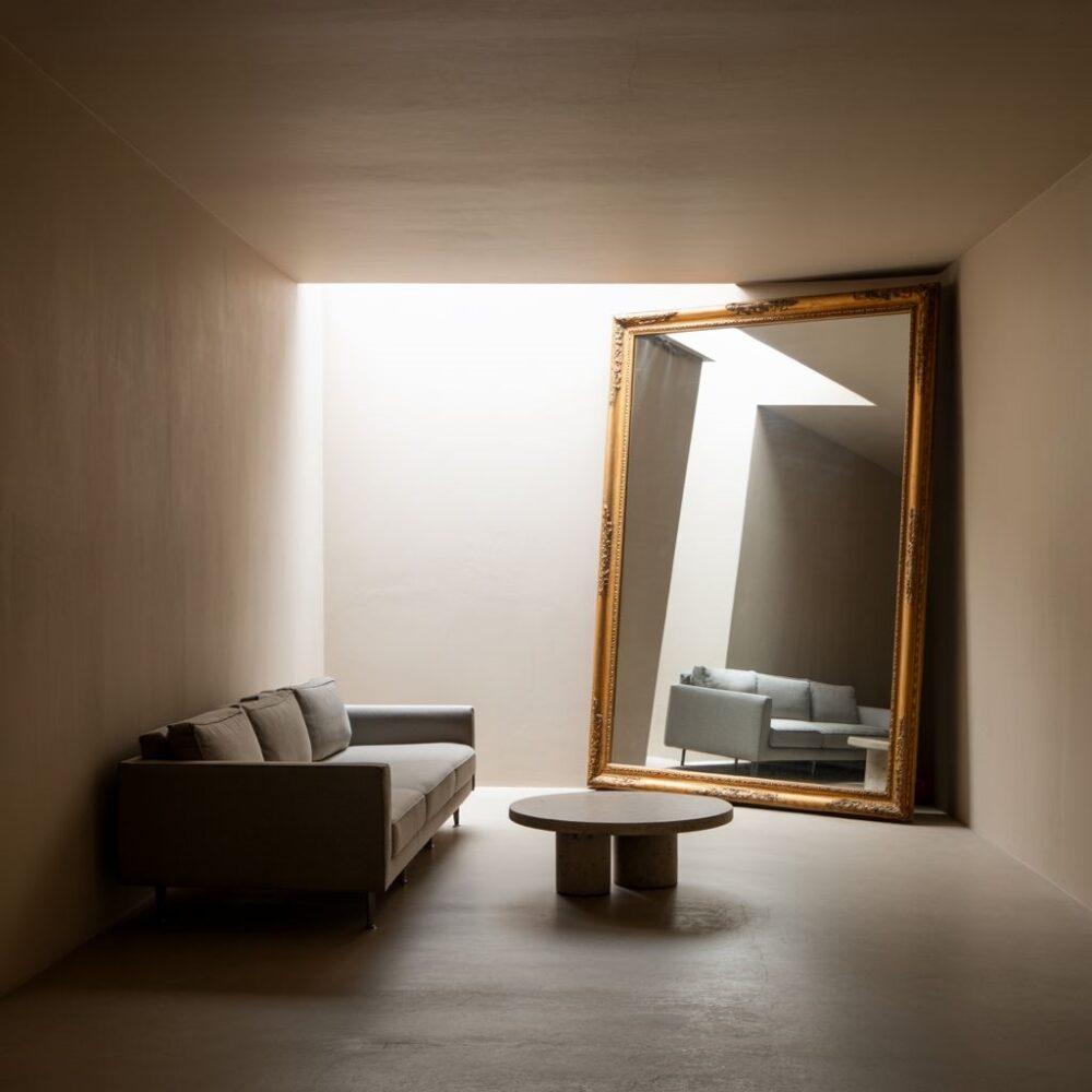 jasne wnętrze z lustrem