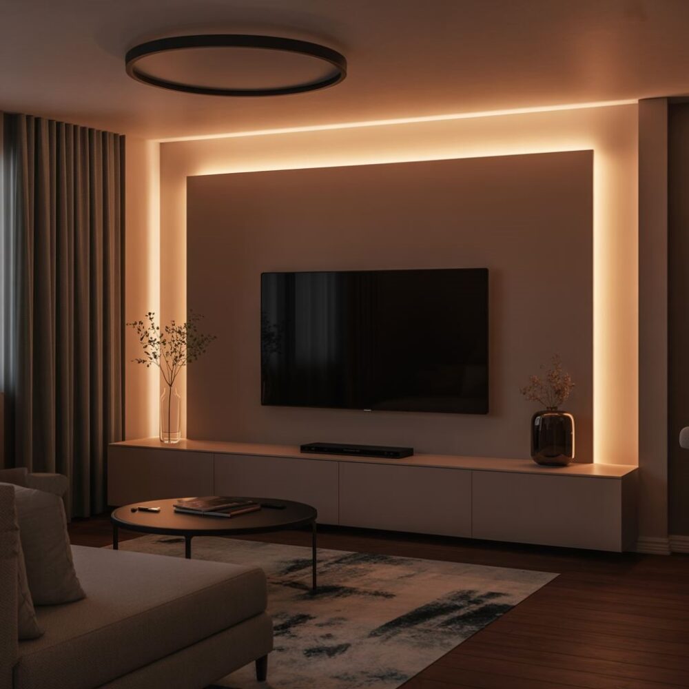 lampa sufitowa nad telewizorem