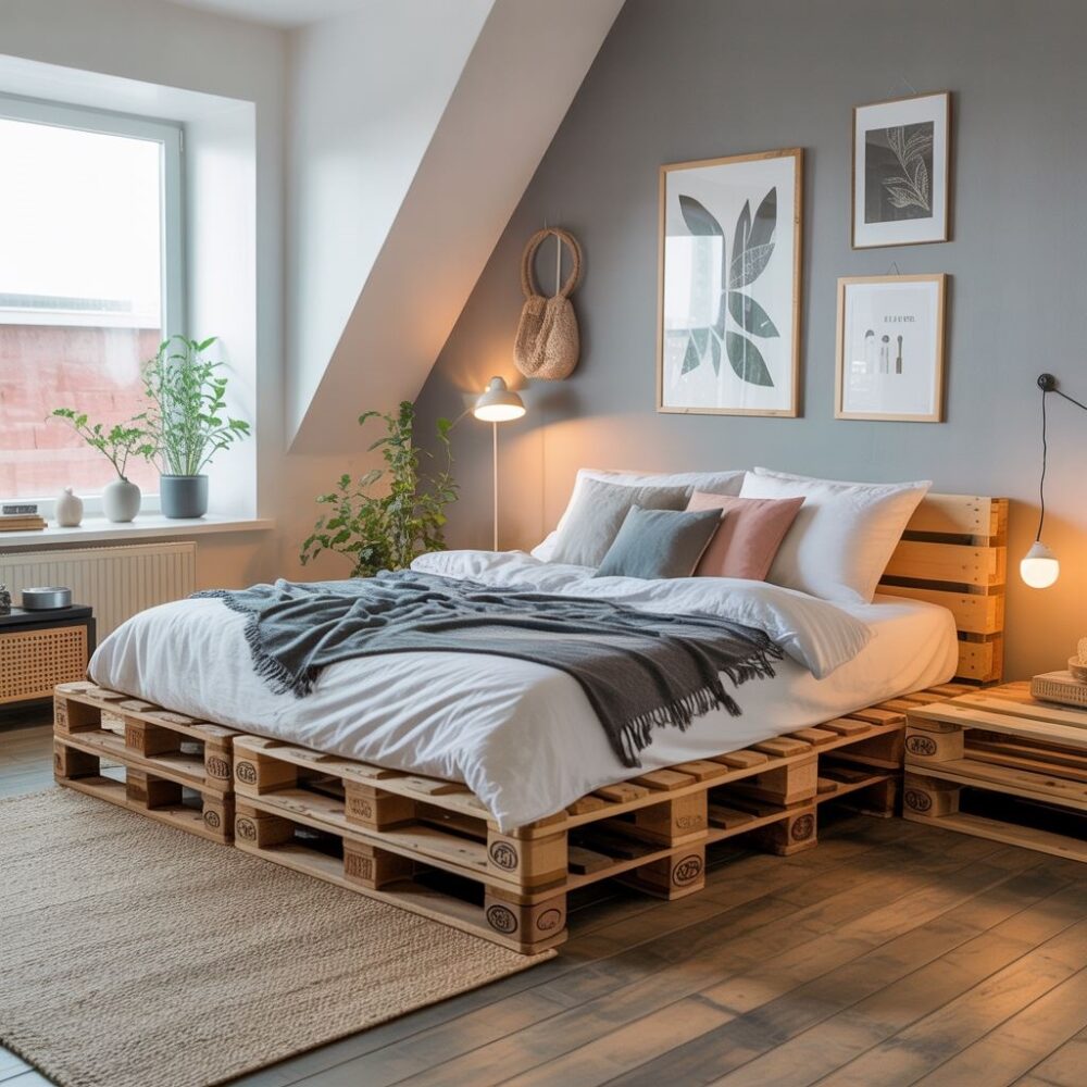 łóżko z palet