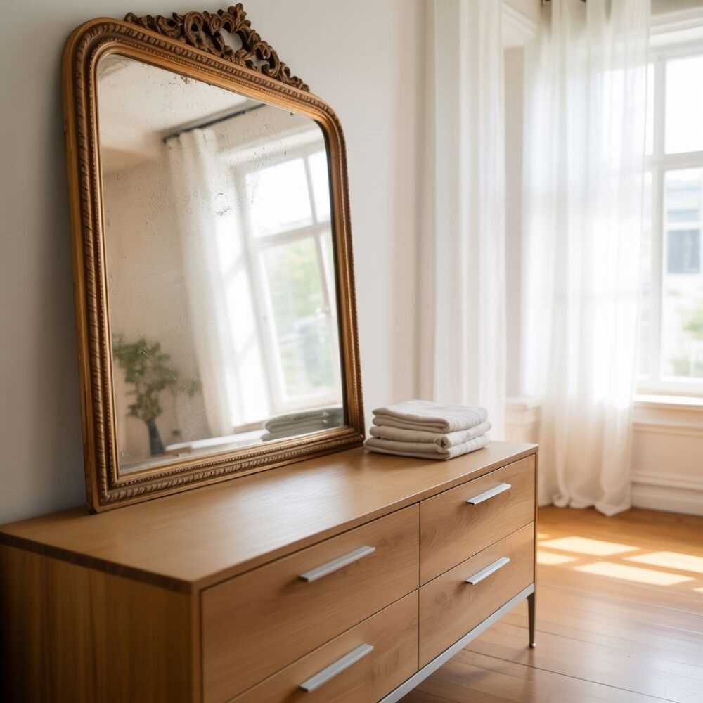 lustro dekoracyjne w salonie