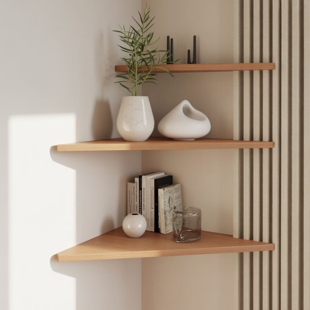 minimalistyczna półka w rogu