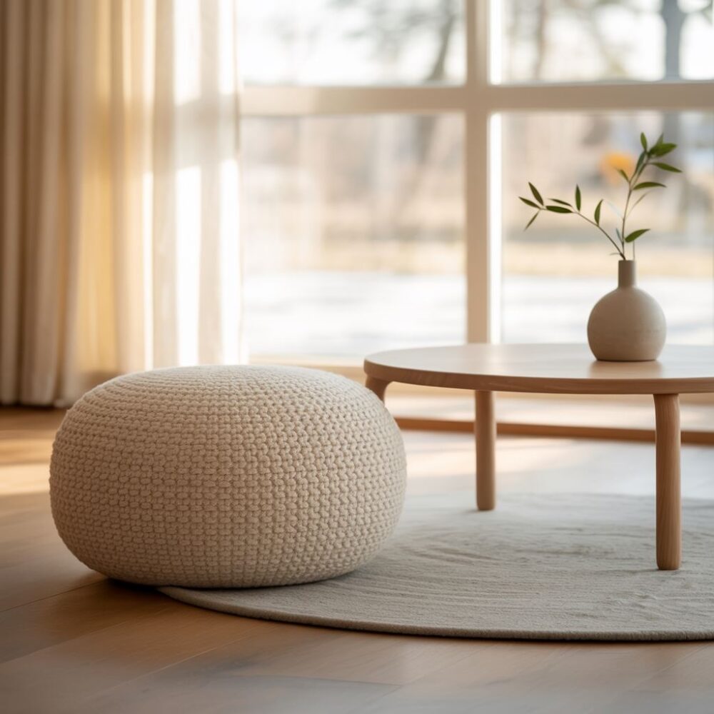 nowoczesna pufa w stylu skandynawskim