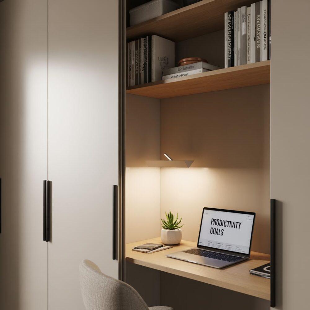 nowoczesna szafa z miejscem do pracy