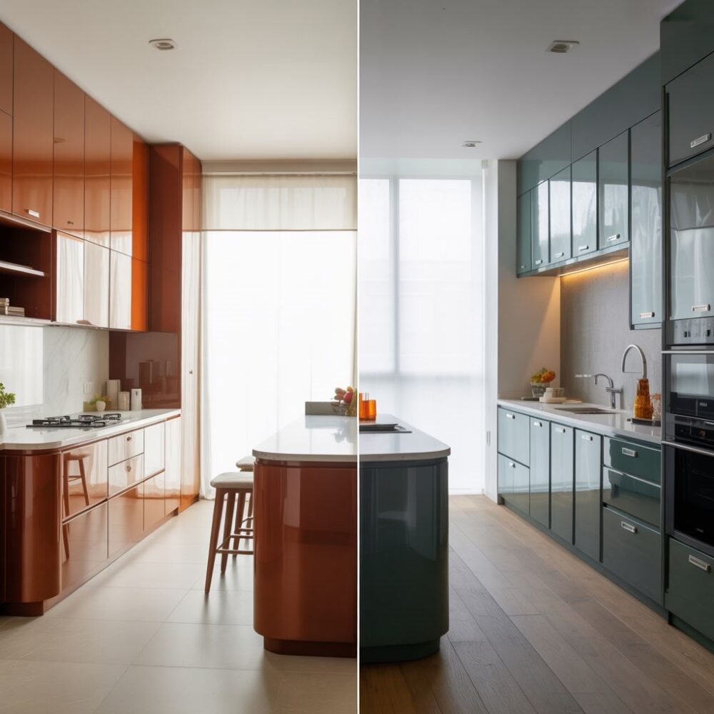 nowoczesne wnętrze z połyskiem