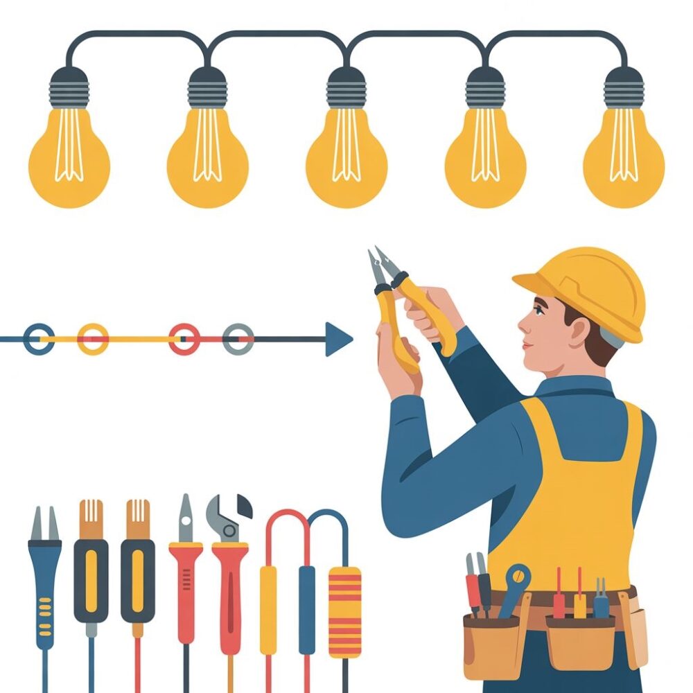 schemat połączenia lamp szeregowo